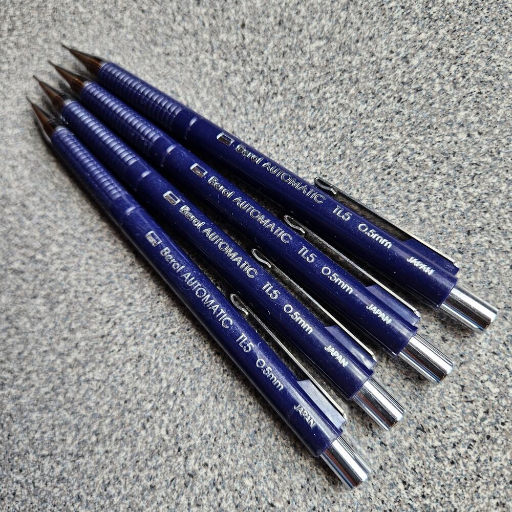 4 Berol TL-5 Automatic Mechanic Pencils 0.5mm Drafting Pencil Blue Vintage
